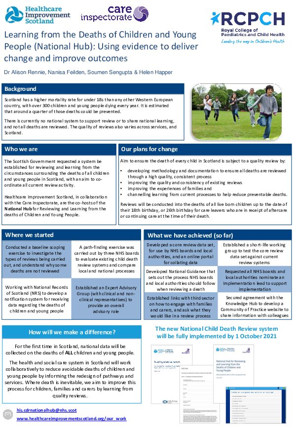 Learning from the Deaths of Children and Young People (National Hub): Using Evidence to Deliver Change and Improve Outcomes