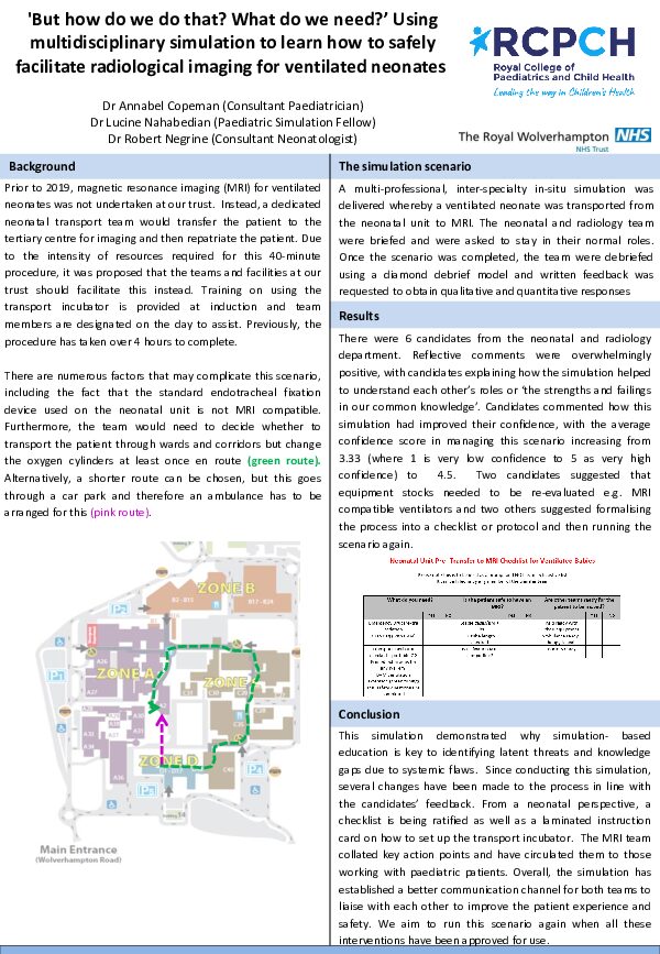 Using Multidisciplinary Simulation to Learn How to Safely Facilitate Radiological Imaging for Ventilated Neonates