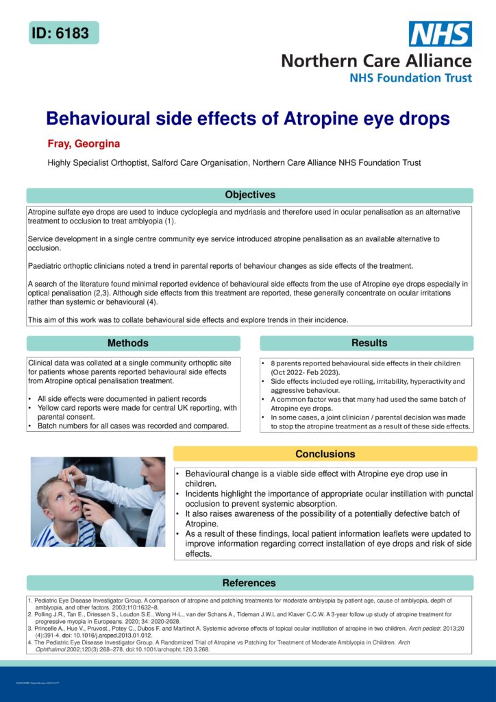 Behavioural side effects of Atropine eye drops