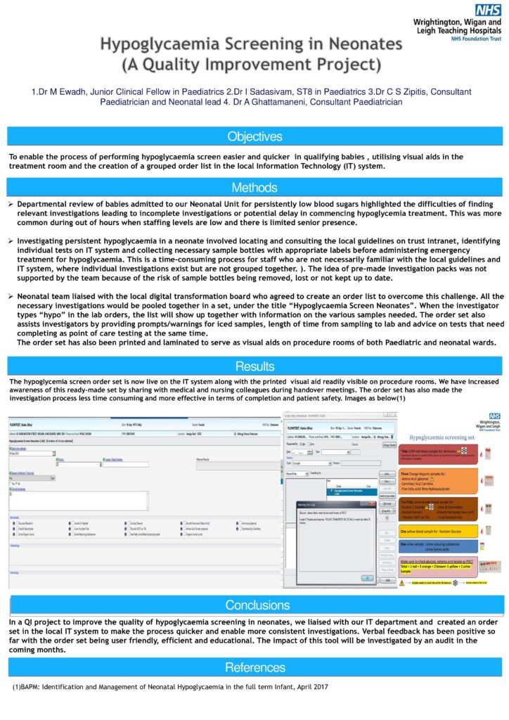 Hypoglycaemia Screening in Neonates Investigations Tool