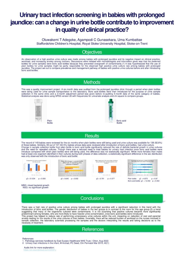 Urinary tract infection screening in babies with prolonged jaundice